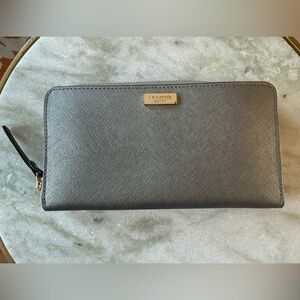 Kate Spade Metallic Gray Saffiano Leather Wallet